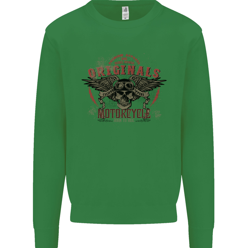 Rebel Wings Motorcycle Originals Kids Sweatshirt Jumper Irish Green