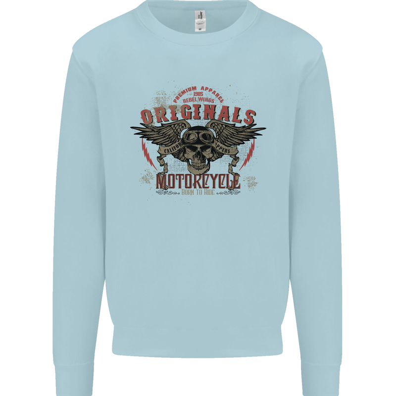 Rebel Wings Motorcycle Originals Kids Sweatshirt Jumper Light Blue