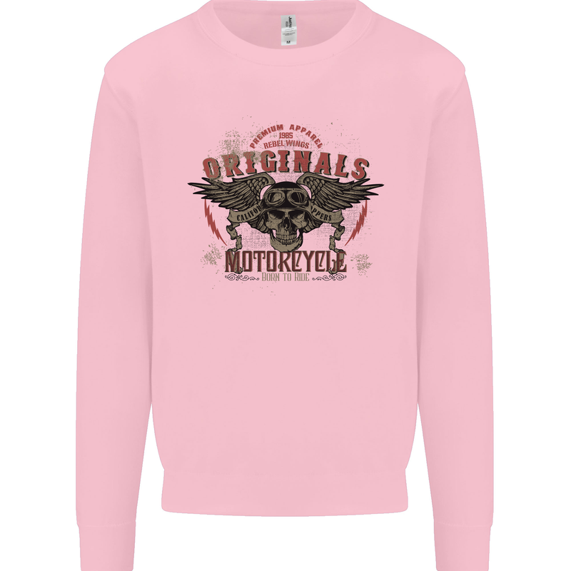 Rebel Wings Motorcycle Originals Kids Sweatshirt Jumper Light Pink