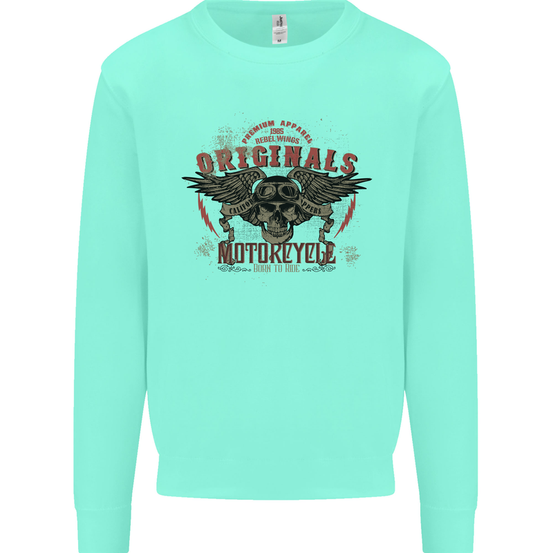 Rebel Wings Motorcycle Originals Kids Sweatshirt Jumper Peppermint