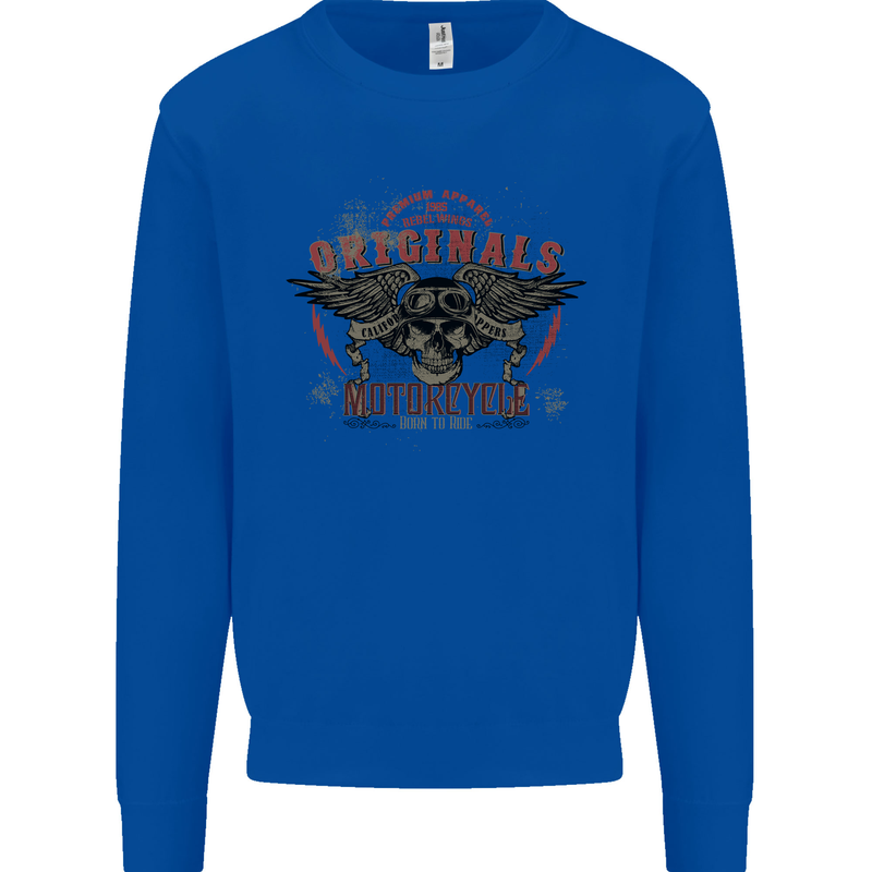 Rebel Wings Motorcycle Originals Kids Sweatshirt Jumper Royal Blue