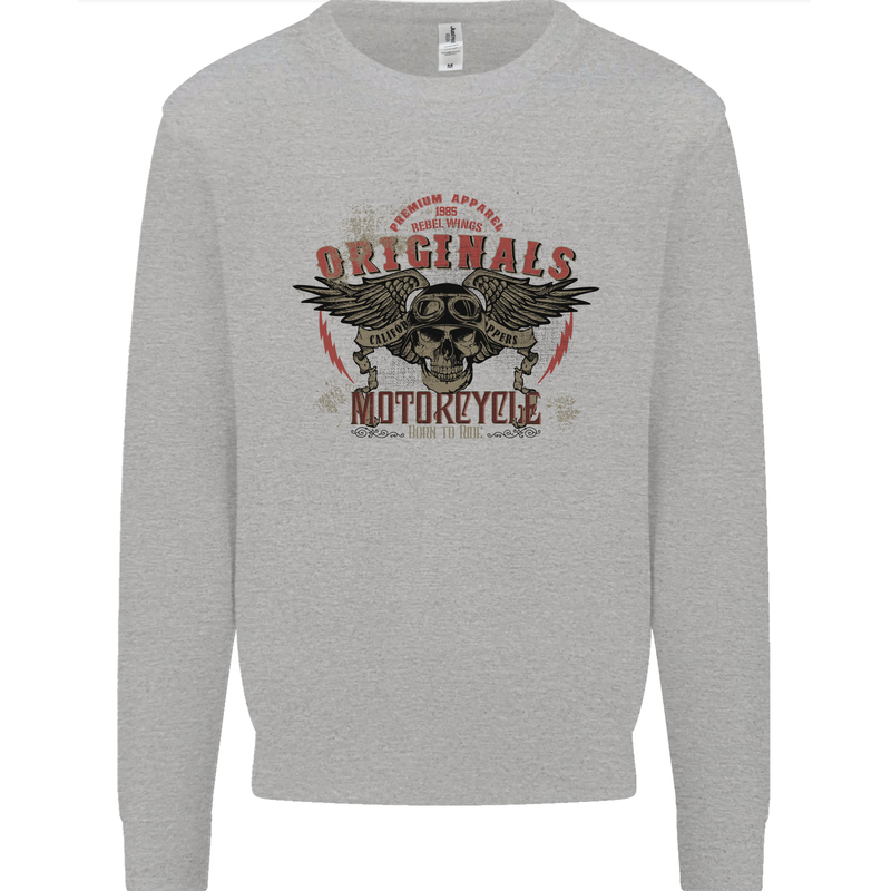 Rebel Wings Motorcycle Originals Kids Sweatshirt Jumper Sports Grey