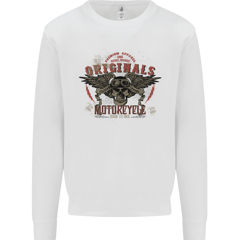 Rebel Wings Motorcycle Originals Kids Sweatshirt Jumper White