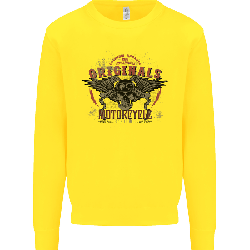 Rebel Wings Motorcycle Originals Kids Sweatshirt Jumper Yellow