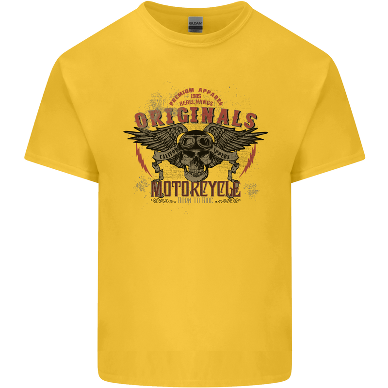 Rebel Wings Motorcycle Originals Kids T-Shirt Childrens Yellow