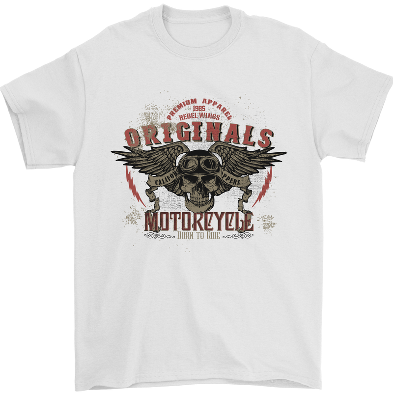 Rebel Wings Motorcycle Originals Mens T-Shirt Cotton Gildan White