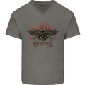Rebel Wings Motorcycle Originals Mens V-Neck Cotton T-Shirt Charcoal
