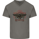 Rebel Wings Motorcycle Originals Mens V-Neck Cotton T-Shirt Charcoal