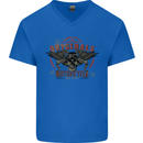 Rebel Wings Motorcycle Originals Mens V-Neck Cotton T-Shirt Royal Blue
