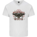 Rebel Wings Motorcycle Originals Mens V-Neck Cotton T-Shirt White