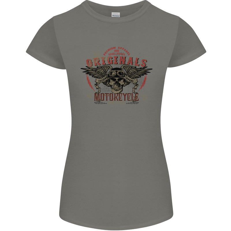 Rebel Wings Motorcycle Originals Womens Petite Cut T-Shirt Charcoal