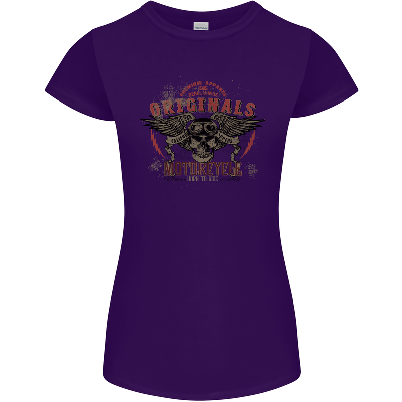 Rebel Wings Motorcycle Originals Womens Petite Cut T-Shirt Purple