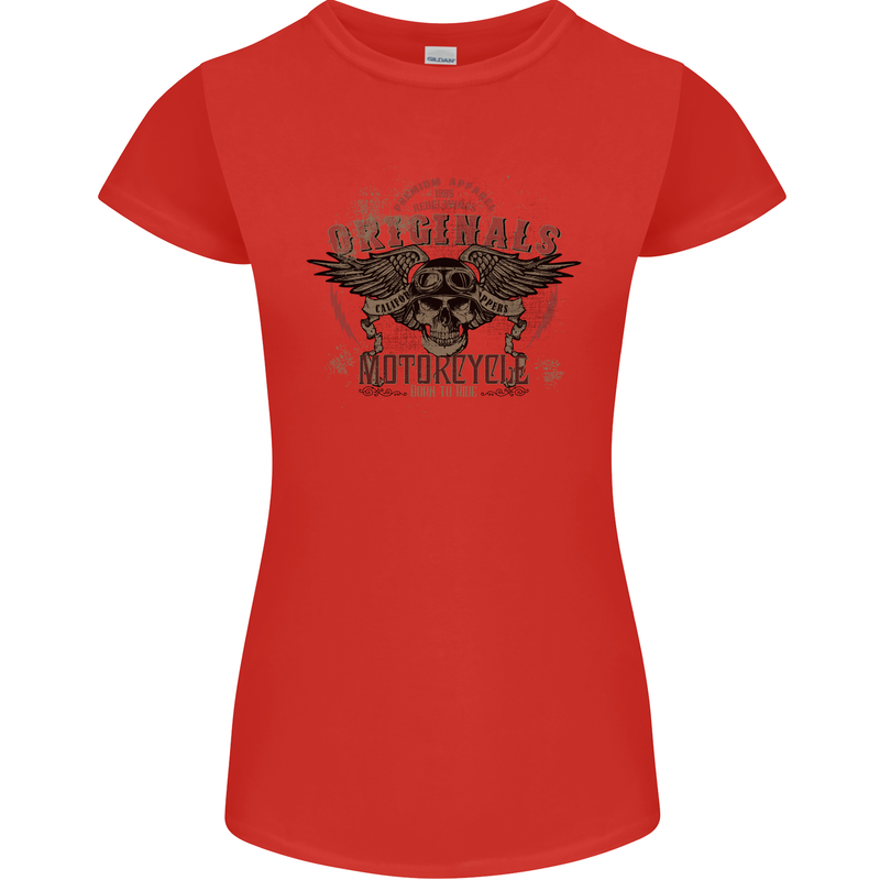 Rebel Wings Motorcycle Originals Womens Petite Cut T-Shirt Red