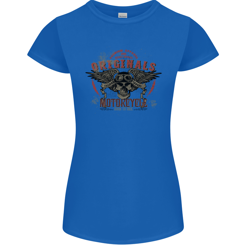 Rebel Wings Motorcycle Originals Womens Petite Cut T-Shirt Royal Blue