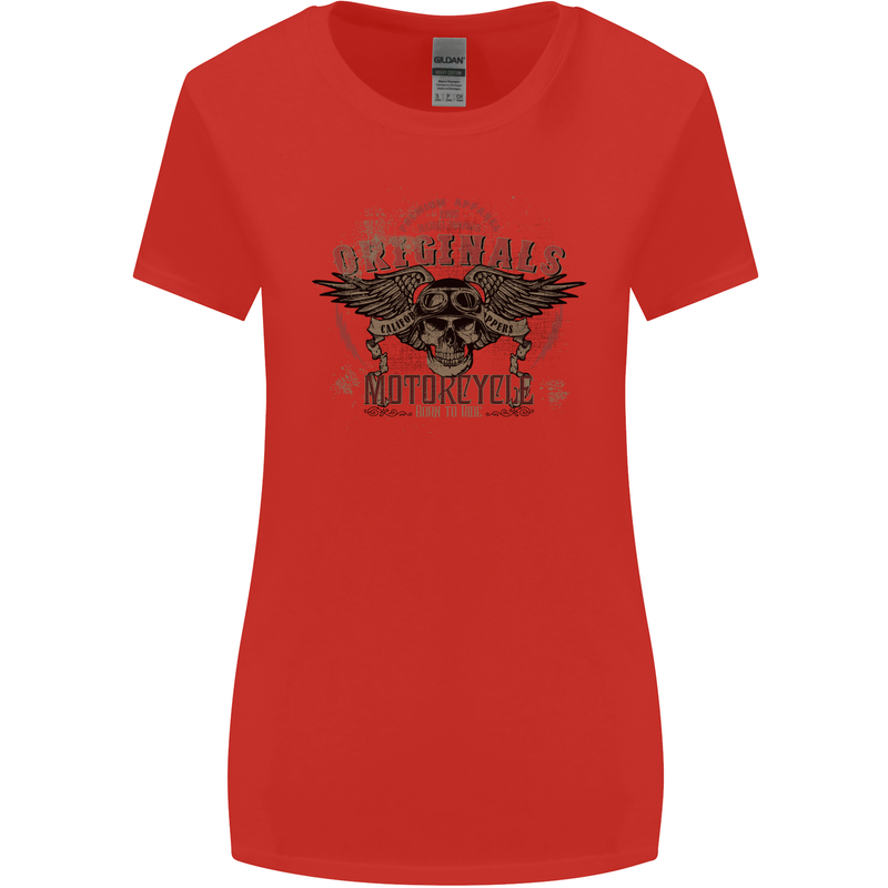 Rebel Wings Motorcycle Originals Womens Wider Cut T-Shirt Red