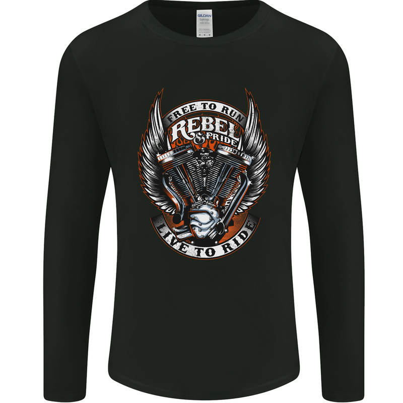 Rebel and Pride Motorcycle Motorbike Biker Mens Long Sleeve T-Shirt Black