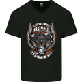 Rebel and Pride Motorcycle Motorbike Biker Mens V-Neck Cotton T-Shirt Black