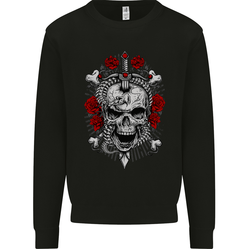 Rebelion Skull Biker Heavy Metal Rock Music Mens Sweatshirt Jumper Black