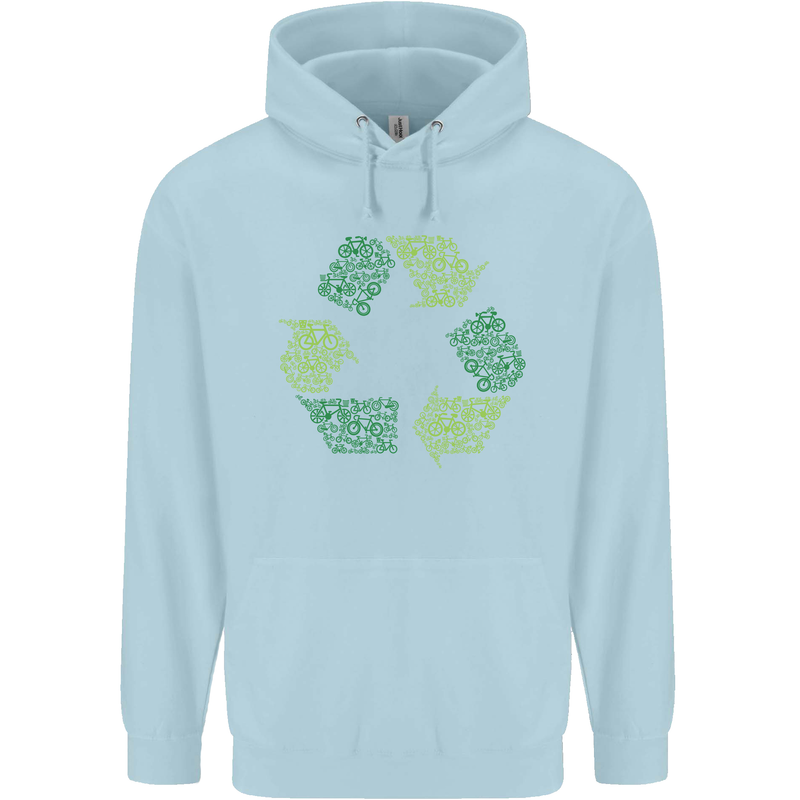 Recycle Bike Fun Cyclist Funny Childrens Kids Hoodie Light Blue