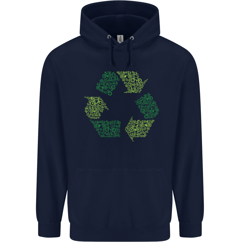 Recycle Bike Fun Cyclist Funny Childrens Kids Hoodie Navy Blue