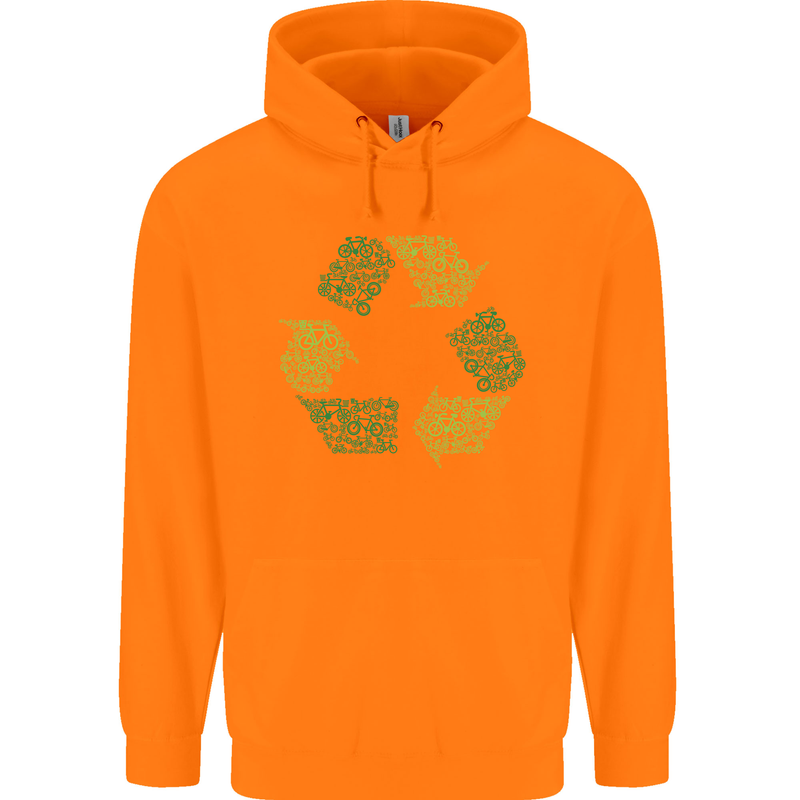Recycle Bike Fun Cyclist Funny Childrens Kids Hoodie Orange