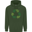 Recycle Bike Fun Cyclist Funny Mens 80% Cotton Hoodie Forest Green