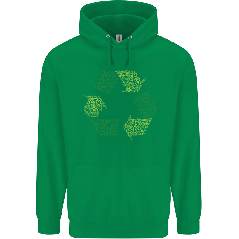 Recycle Bike Fun Cyclist Funny Mens 80% Cotton Hoodie Irish Green