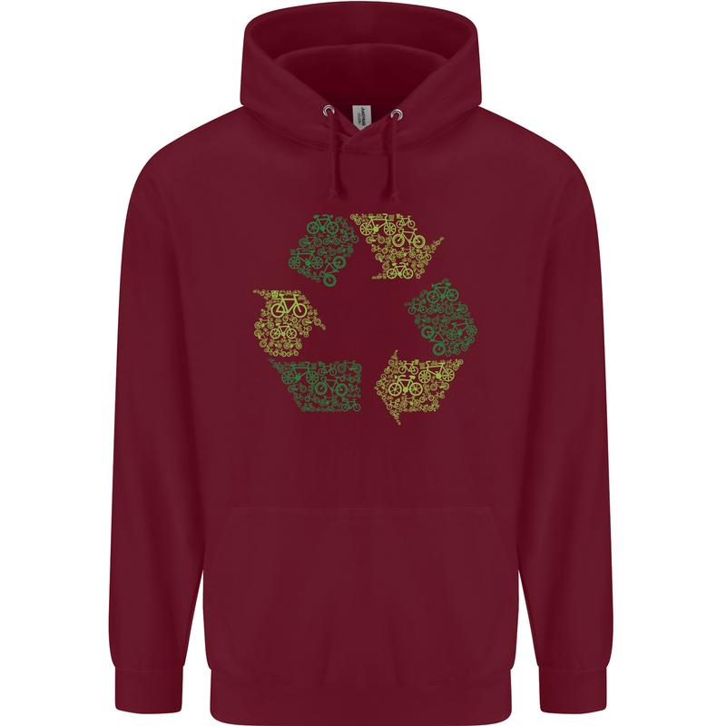 Recycle Bike Fun Cyclist Funny Mens 80% Cotton Hoodie Maroon