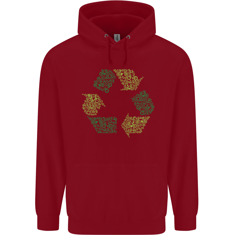Recycle Bike Fun Cyclist Funny Mens 80% Cotton Hoodie Red