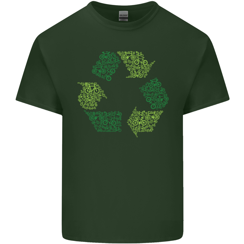 Recycle Bike Fun Cyclist Funny Mens Cotton T-Shirt Tee Top Forest Green