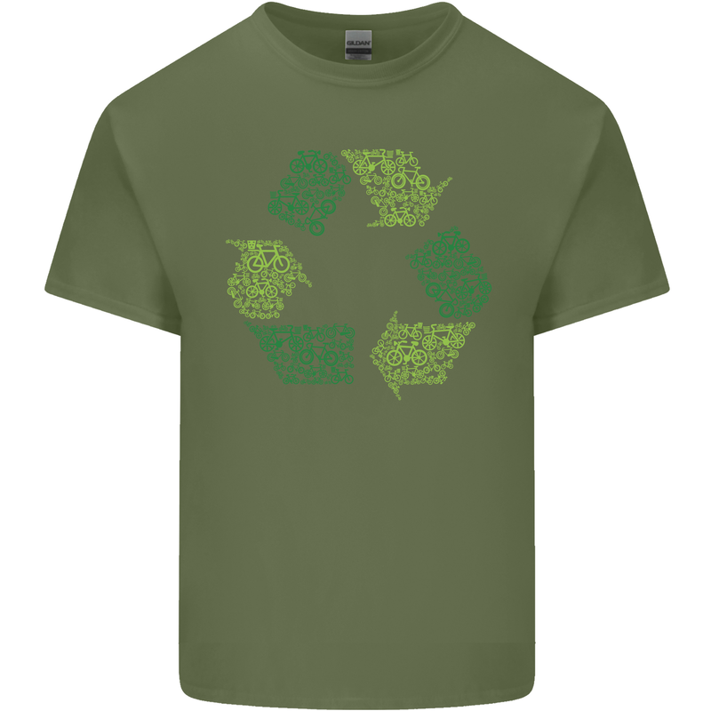 Recycle Bike Fun Cyclist Funny Mens Cotton T-Shirt Tee Top Military Green