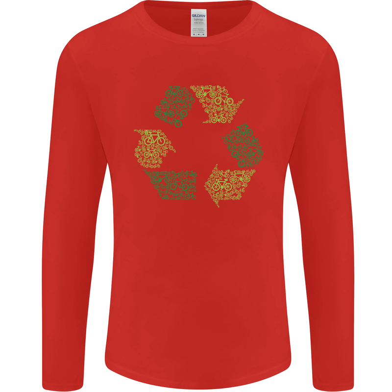 Recycle Bike Fun Cyclist Funny Mens Long Sleeve T-Shirt Red