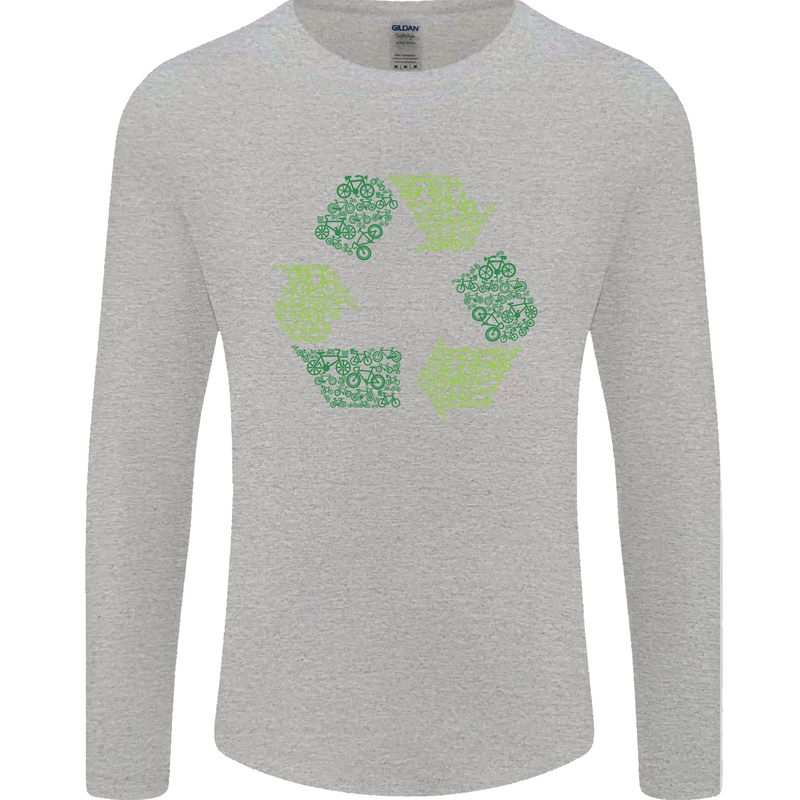 Recycle Bike Fun Cyclist Funny Mens Long Sleeve T-Shirt Sports Grey