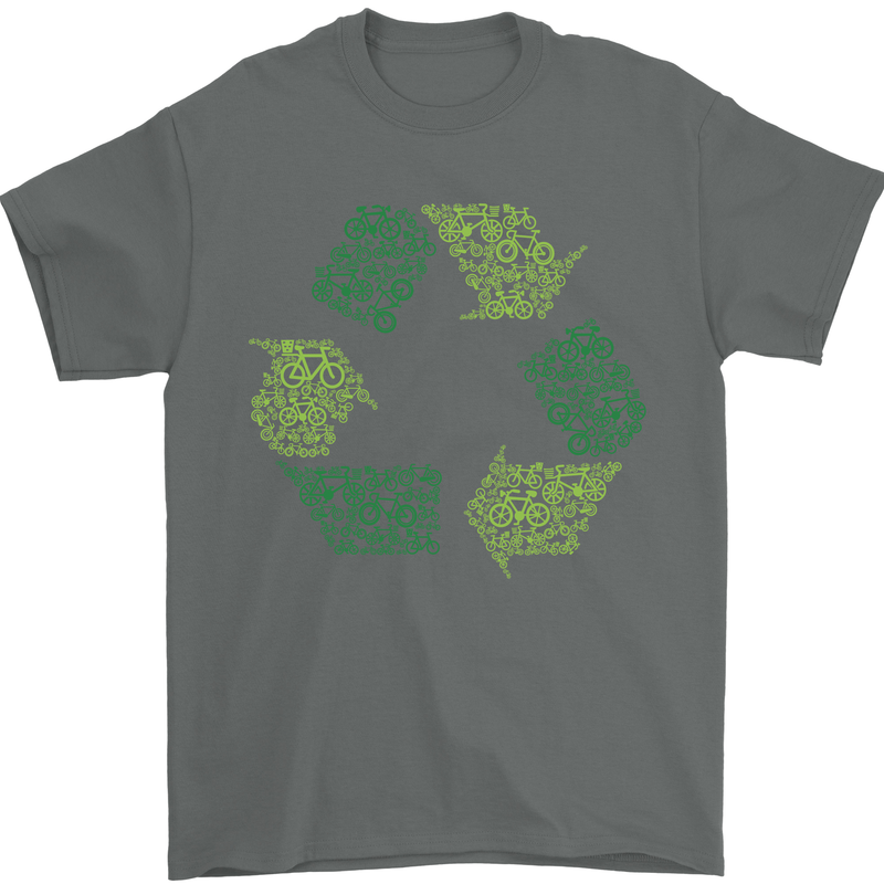 Recycle Bike Fun Cyclist Funny Mens T-Shirt Cotton Gildan Charcoal