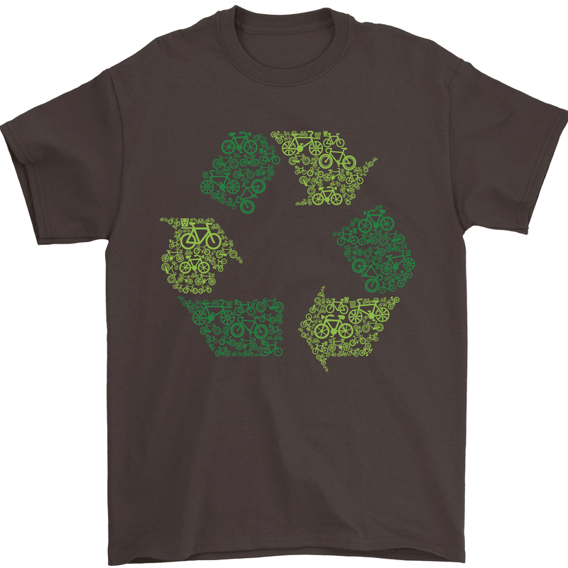 Recycle Bike Fun Cyclist Funny Mens T-Shirt Cotton Gildan Dark Chocolate