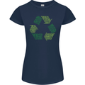 Recycle Bike Fun Cyclist Funny Womens Petite Cut T-Shirt Navy Blue