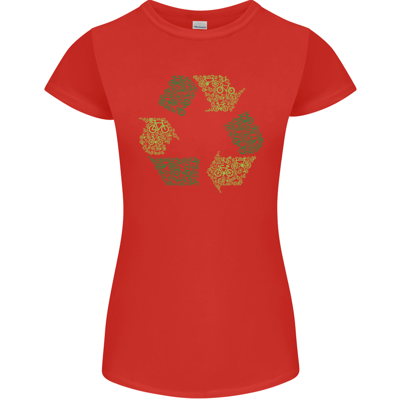 Recycle Bike Fun Cyclist Funny Womens Petite Cut T-Shirt Red