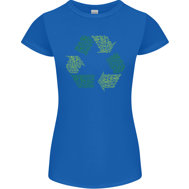 Recycle Bike Fun Cyclist Funny Womens Petite Cut T-Shirt Royal Blue