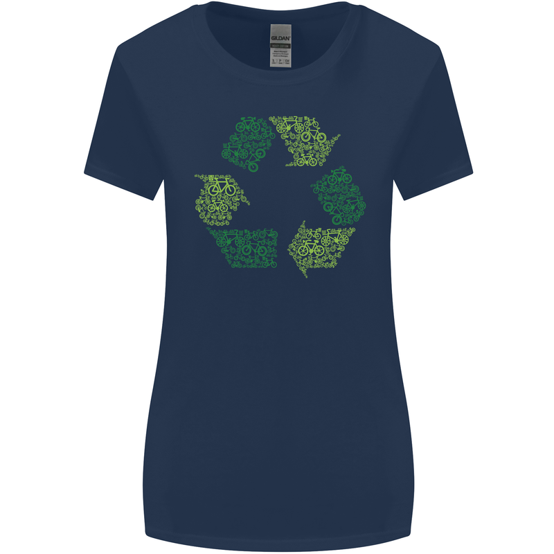 Recycle Bike Fun Cyclist Funny Womens Wider Cut T-Shirt Navy Blue