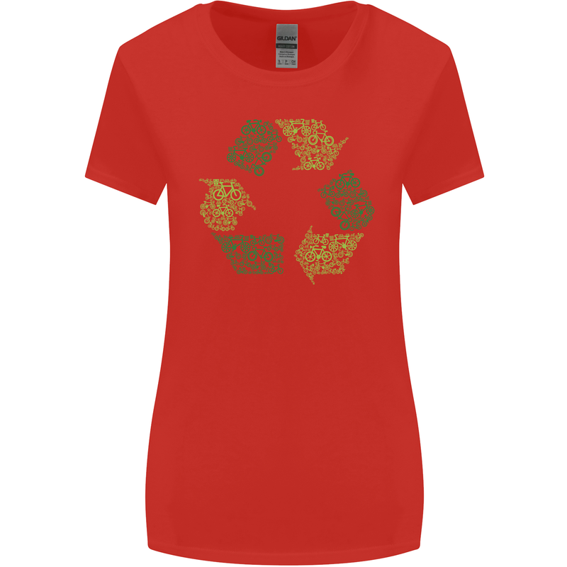 Recycle Bike Fun Cyclist Funny Womens Wider Cut T-Shirt Red