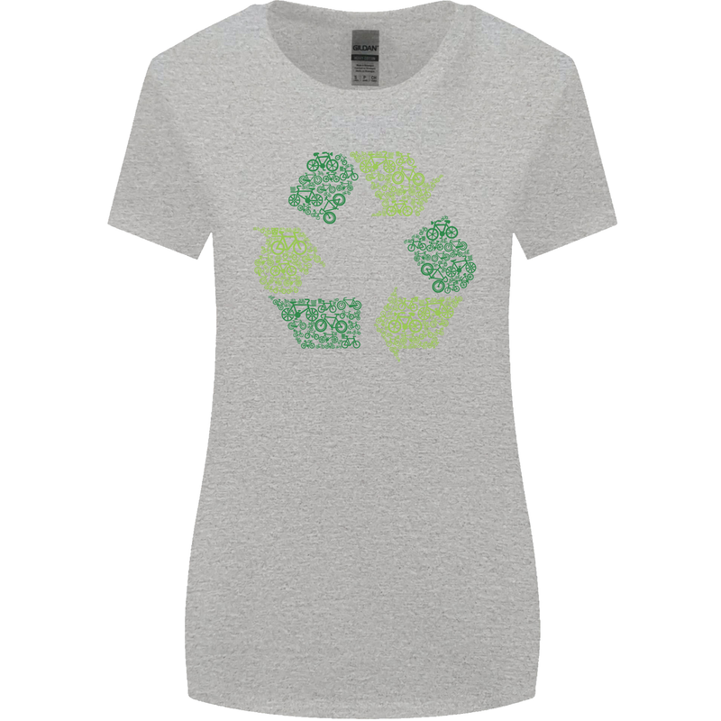 Recycle Bike Fun Cyclist Funny Womens Wider Cut T-Shirt Sports Grey