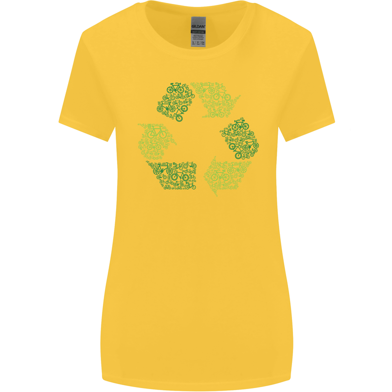 Recycle Bike Fun Cyclist Funny Womens Wider Cut T-Shirt Yellow