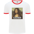 Mona Lisa Parody Monday Lisa Mens White Ringer T-Shirt White/Red