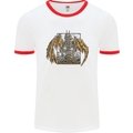 Devil Dragon Skeleton Fantasy Skull Demon Mens White Ringer T-Shirt White/Red