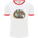 Devil Dragon Skeleton Fantasy Skull Demon Mens White Ringer T-Shirt White/Red