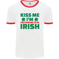 Kiss Me I'm Pretending to Be Irish Mens White Ringer T-Shirt White/Red