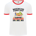 Camping Weekend Forecast Funny Alcohol Beer Mens White Ringer T-Shirt White/Red