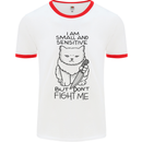 Cat Dont Fight Me Funny Mens White Ringer T-Shirt White/Red