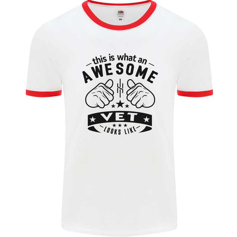 Awesome Vet Looks Like Veterinarian Mens White Ringer T-Shirt White/Red