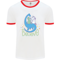 Believe in Dragons Unicorns Aliens Funny Mens White Ringer T-Shirt White/Red